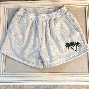 Beginning Boutique Gray Athletic Shorts with Palm Design